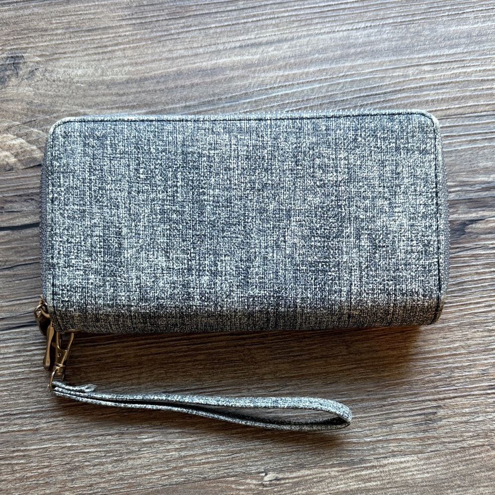 Gray Textured Wristlet Wallet